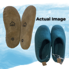 Haussimple Clearance Wool Slippers Peacock Green - Like New