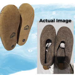 Haussimple Clearance Wool Slippers Natural Brown- Very Good
