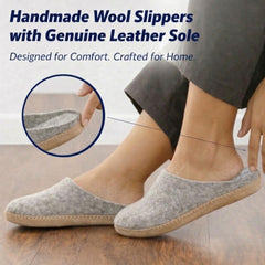 gray wool slip-on slippers with leather sole handmade benefits