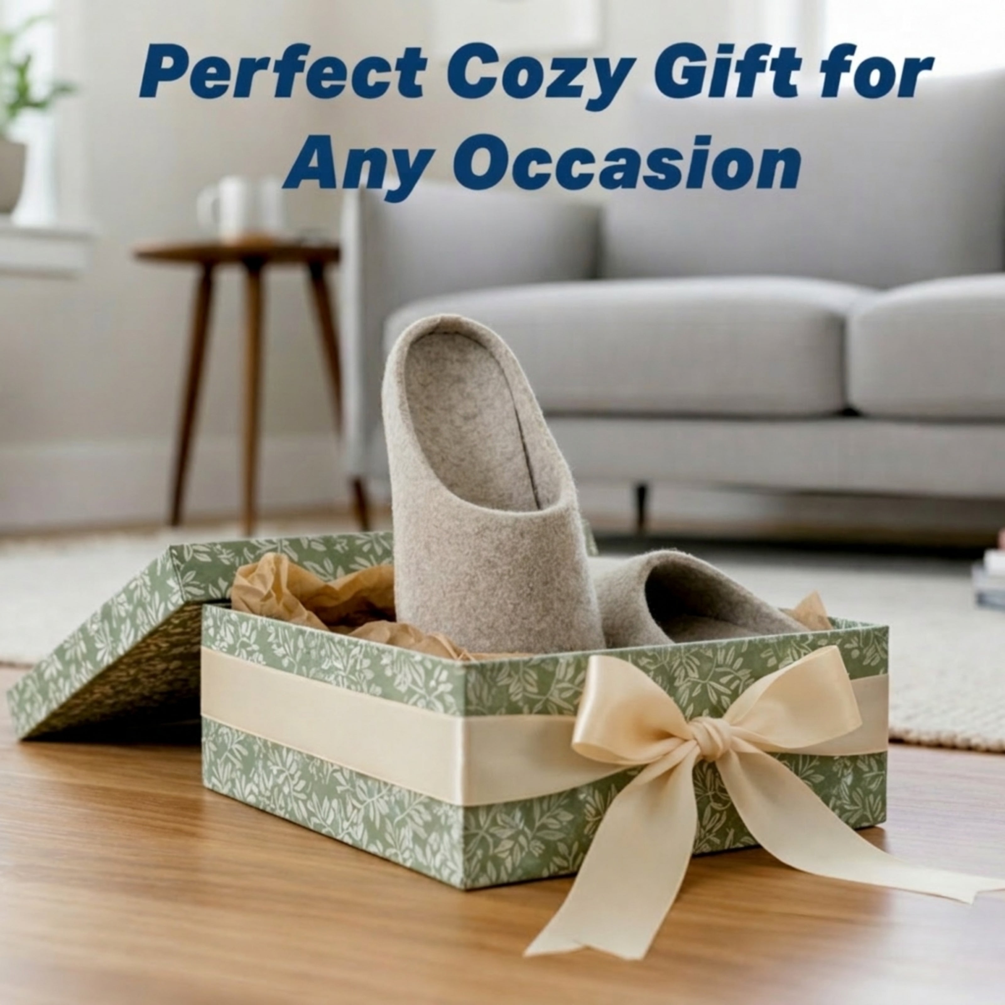 gray wool slip-on slippers with leather sole handmade gift