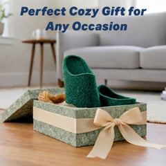 peacock green wool slip-on slippers with leather sole handmade gift