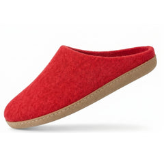 red wool slip-on slippers with leather sole handmade main image