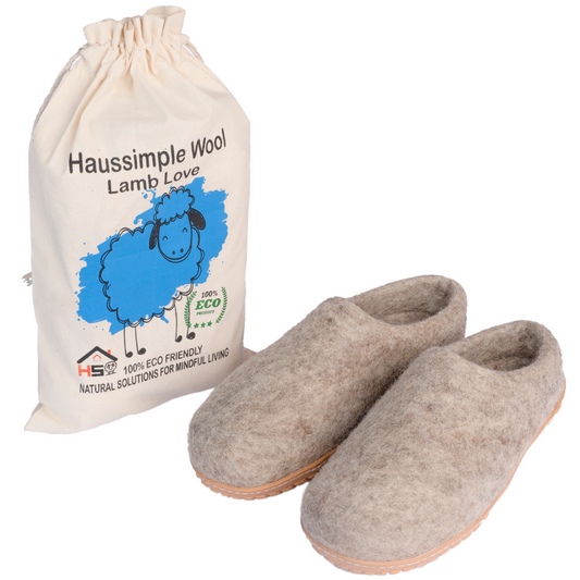 HaussimpleWool Unisex Wool Outdoor Slippers - Gray