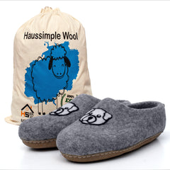 Cozy Wool Slippers Unisex Shoes Dog Face Gray Print for Men & Women