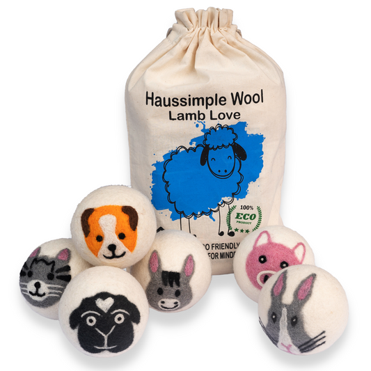 Farm Pet Wool Dryer Balls XL Organic Laundry Fabric Softener 6-Pack