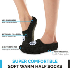 Women's Cozy Wool Slipper Socks Black Dog
