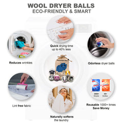 Wool Dryer Balls Extra Large Organic Reusable Laundry Fabric Softener 6-Pack Farm