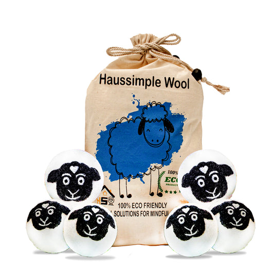Wool Dryer Balls Extra Large Organic Reusable Laundry Fabric Softener 6-Pack Sheep