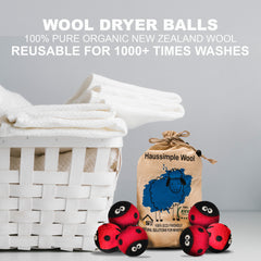 Wool Dryer Balls Extra Large Organic Reusable Laundry Fabric Softener 6-Pack Lady Bug