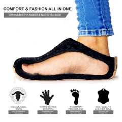 Cozy Wool Slippers Unisex Shoes Dog Black Print for Men & Women