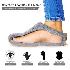 Wool Slippers Unisex Shoes Cat Face Gray Print for Men & Women