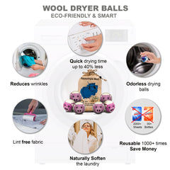Wool Dryer Balls Extra Large Organic Reusable Laundry Fabric Softener 6-Pack Pig