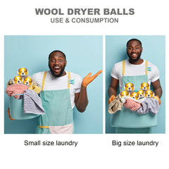 Wool Dryer Balls Extra Large Organic Reusable Laundry Fabric Softener 6-Pack Yellow Dog