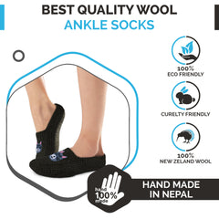 Women's Cozy Wool Slipper Socks Black Cat