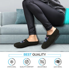 Women's Cozy Wool Slipper Socks Black Cat
