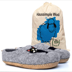 Women & Men Wool Slippers Unisex Cozy Warm Shoes Dog Cat Design
